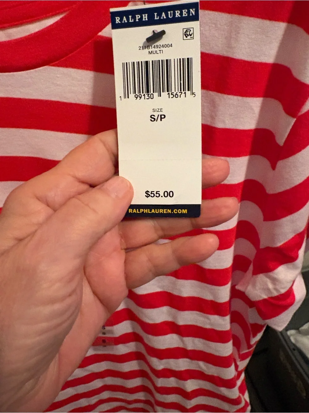 Polo by Ralph Lauren women’s S/P $55 Red & White Stripe Crewneck T-Shirt